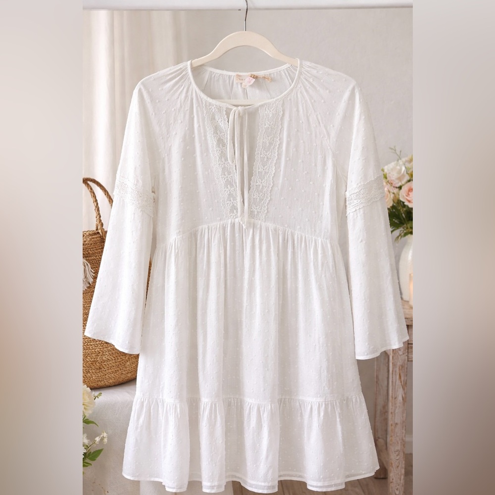 Hem N Thread. White Boho Dress